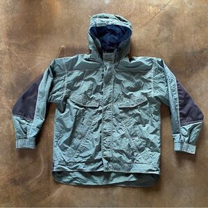 VTG 90s O'Neill Olive Sno Wear Nylon Ski Snowboard Shell Lightweight Jacket